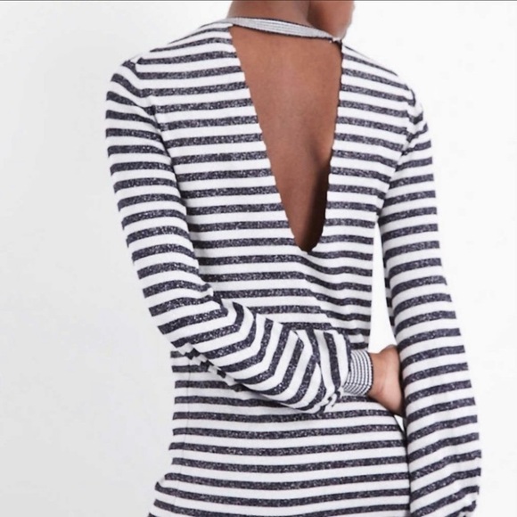 Maje Rushour Metallic Striped Long Sleeve Keyhole Stretch Knit Mini Dres… - Picture 3 of 15